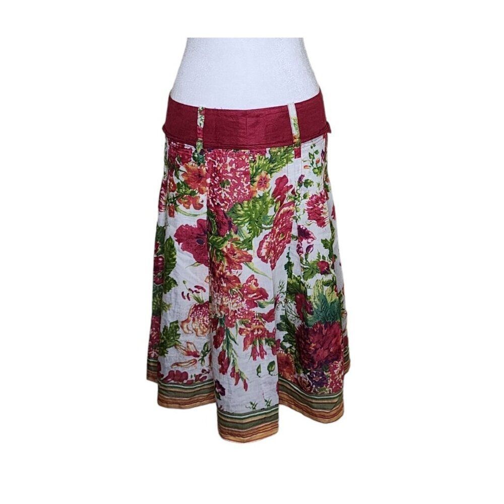 Midi Floral Circle Skirt Womens Size L Pink Midi Cottage Romantic